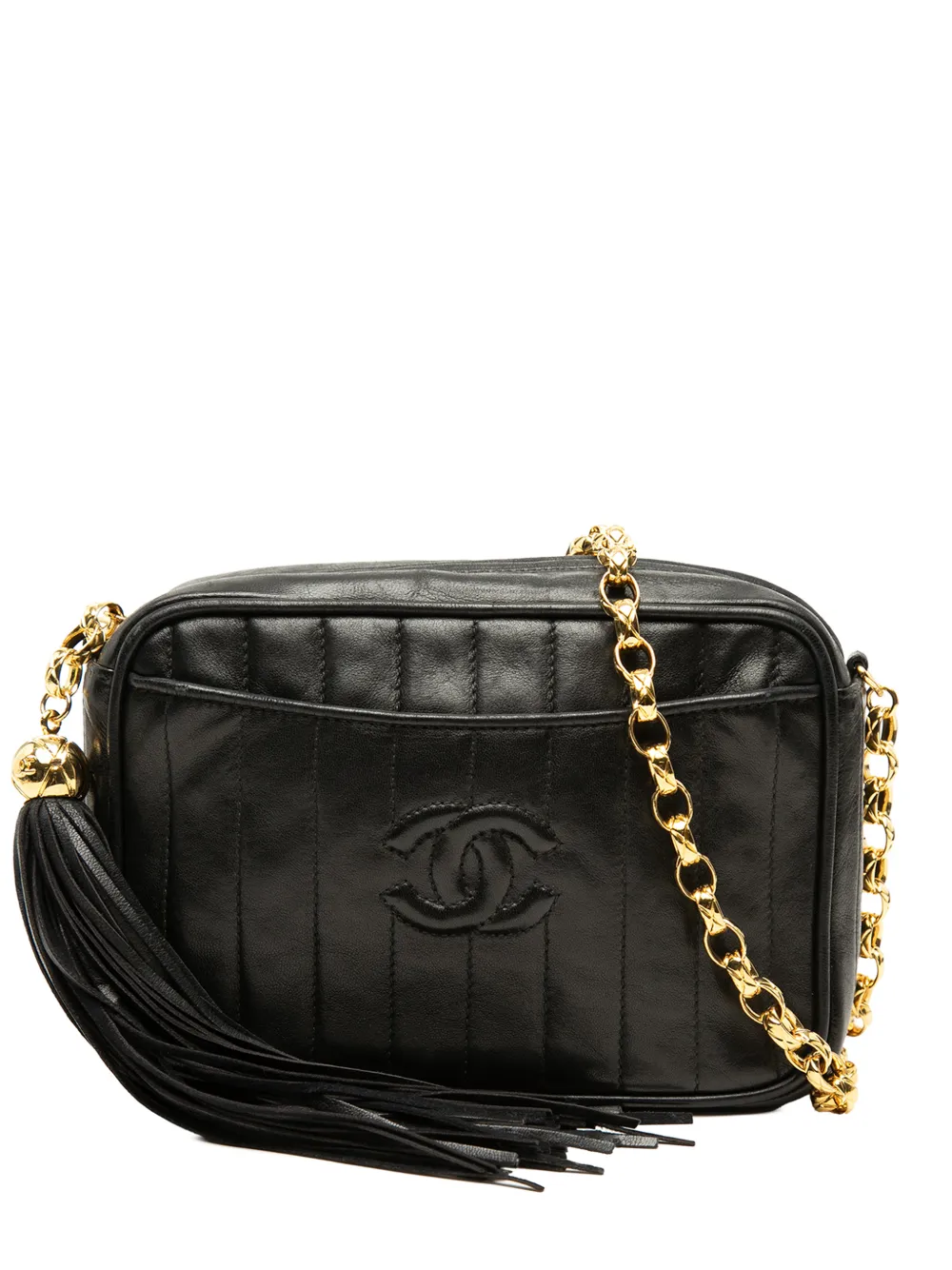 CHANEL Pre-Owned Borsa a tracolla CC in pelle di agnello trapuntata con nappina 1991-1994 - Nero