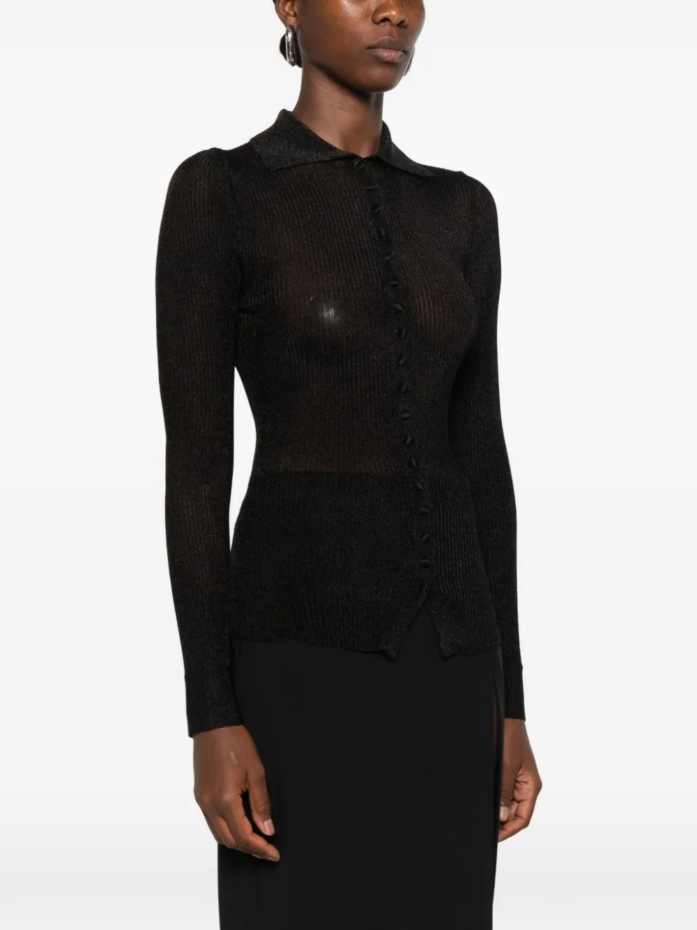 DONDUP Ribgebreide blouse Zwart