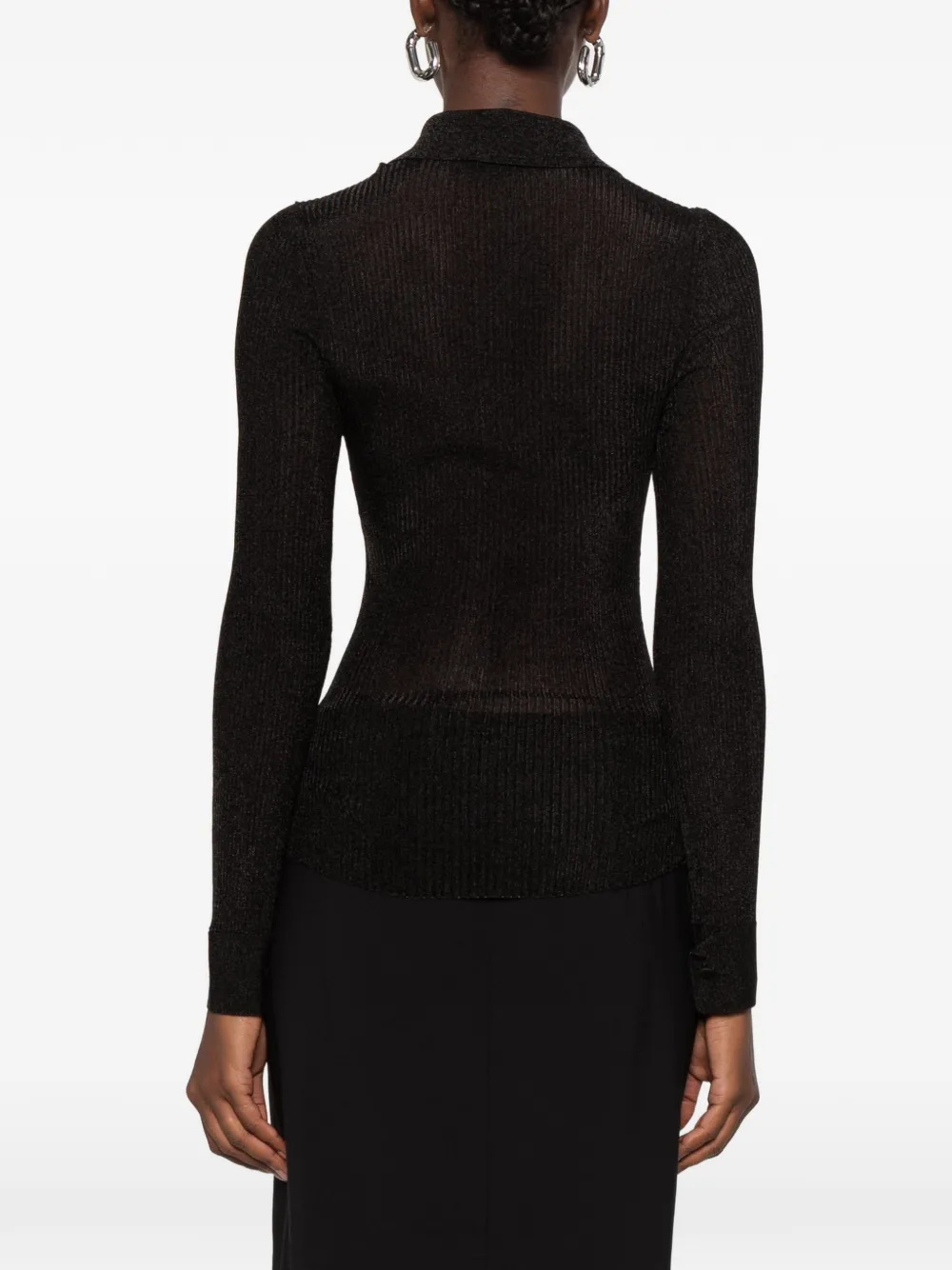 DONDUP Ribgebreide blouse Zwart