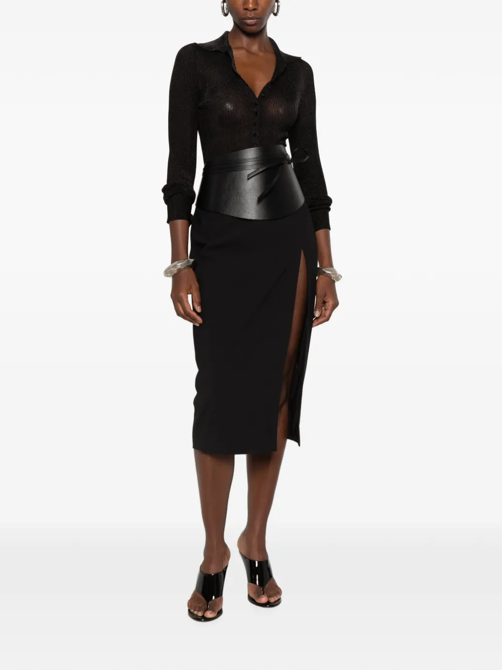 DONDUP Ribgebreide blouse Zwart