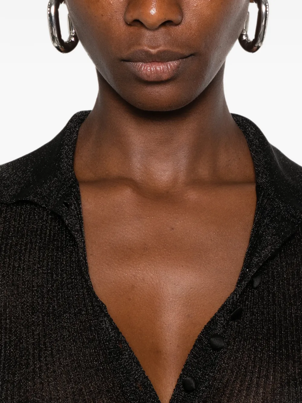 DONDUP Ribgebreide blouse Zwart
