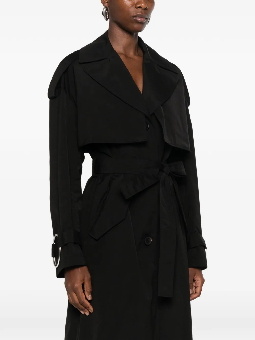 DONDUP Jas met ceintuur en ringdetail Zwart