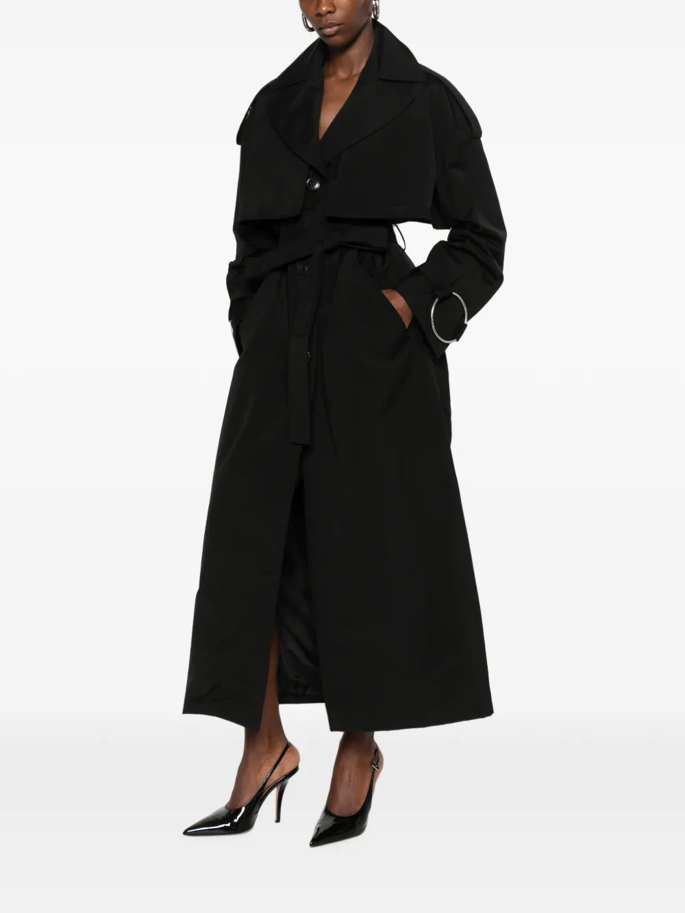 DONDUP Jas met ceintuur en ringdetail Zwart