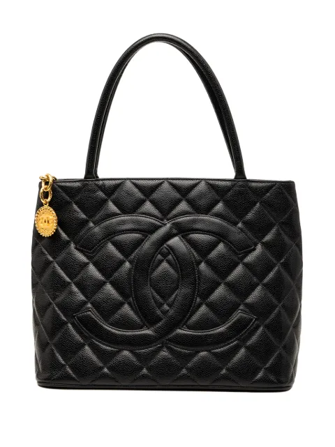 CHANEL Pre-Owned Medallion 鱼子酱皮质托特包（1997-1999年典藏款）