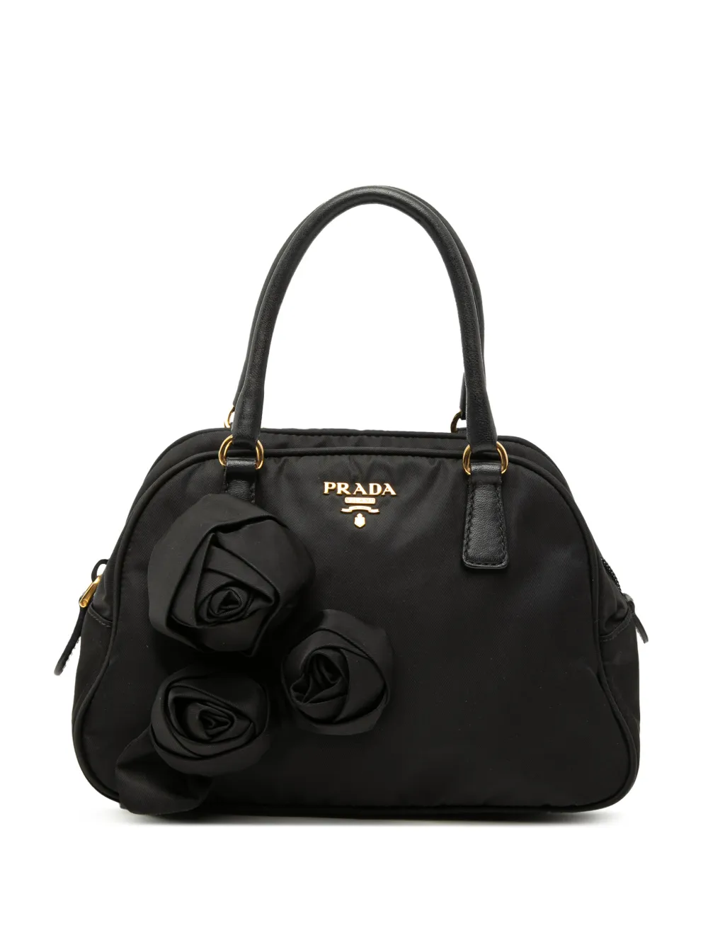 Prada Pre-Owned Borsa a mano in tessuto con decorazione 2000-2013 - Nero