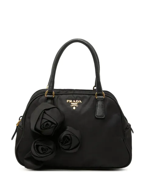 Prada Pre-Owned 2000-2013 Rose Embellished Tessuto handbag