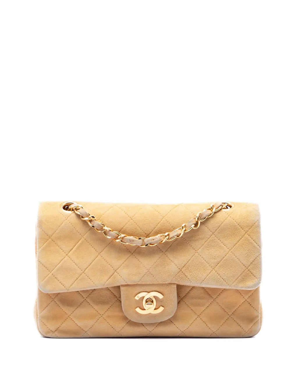 CHANEL Pre-Owned Borsa a spalla Classic Double Flap piccola in pelle scamosciata 1991-1994 - Toni neutri