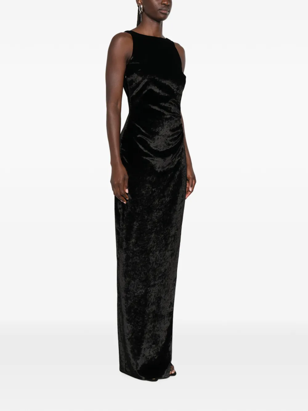 DONDUP maxi-dress met ruches en ringdetail Zwart