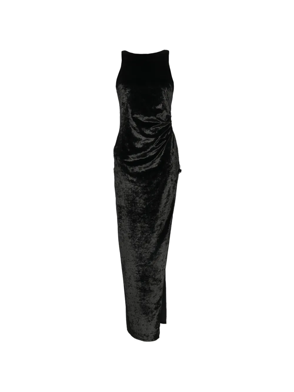 DONDUP velvet side-slit midi dress - Nero