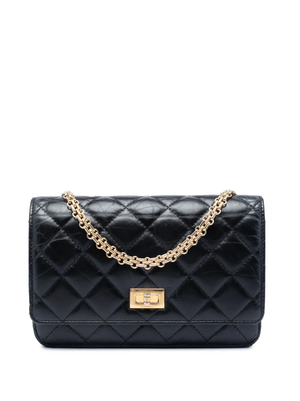 CHANEL Pre-Owned 2019 Quilted Aged Calfskin Reissue 2.55 Wallet on Chain crossbody bag - Black