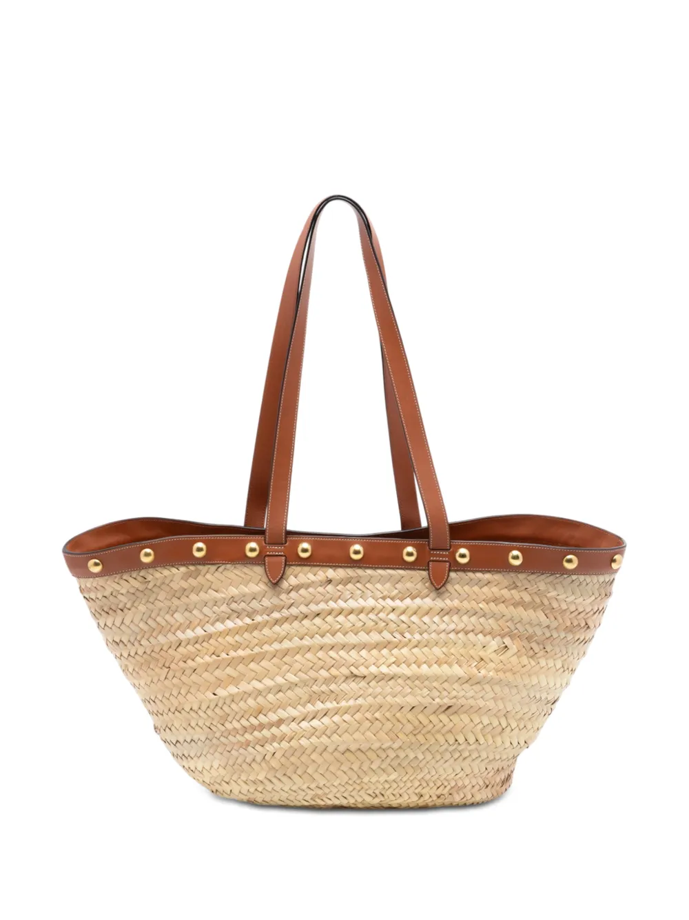 Celine Pre-Owned 2019 Large Raffia Classic Studded Panier tote bag - Neutrals