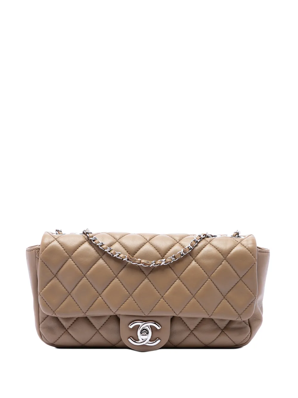 CHANEL Pre-Owned Borsa a spalla Coco Rain media in pelle di agnello trapuntata con battente 2009-2010 - Marrone