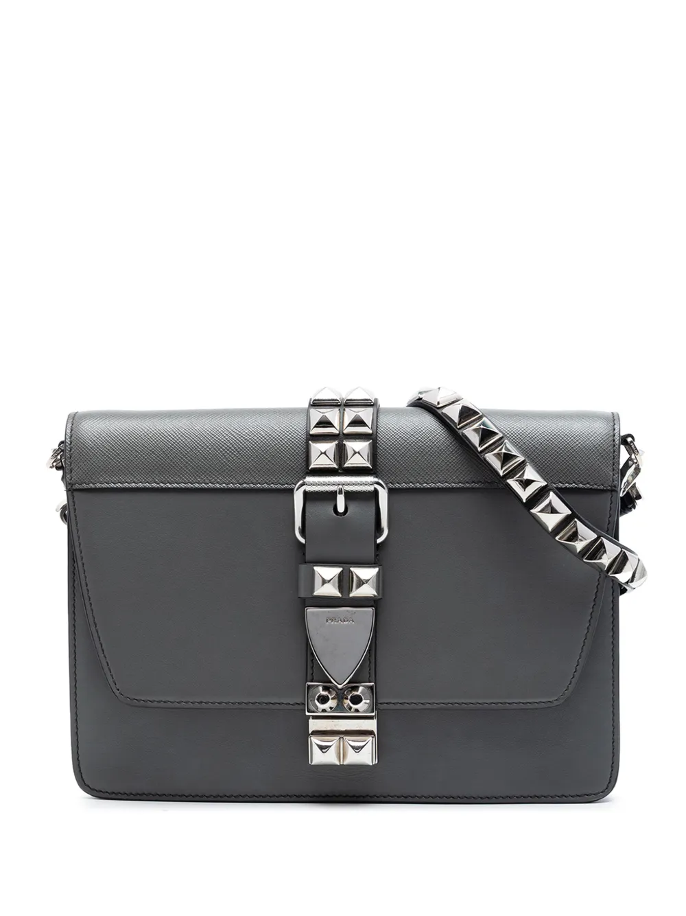 Prada Pre-Owned Borsa a tracolla Elektra in pelle City Calf e Saffiano 2018 - Grigio