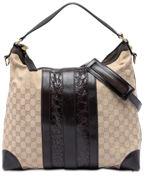 Gucci Pre-Owned 2016-2026 GG Canvas and Crocodile Embossed Calfskin Secret satchel
