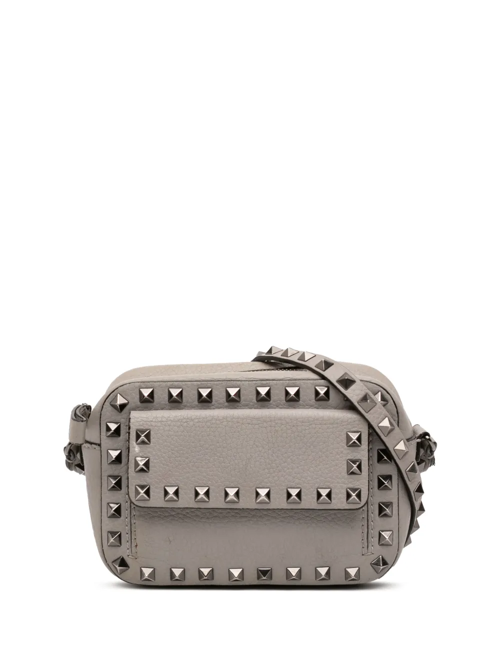 Valentino Garavani Pre-Owned Borsa a tracolla Rockstud in pelle di vitello con battente 2018-2026 - Grigio