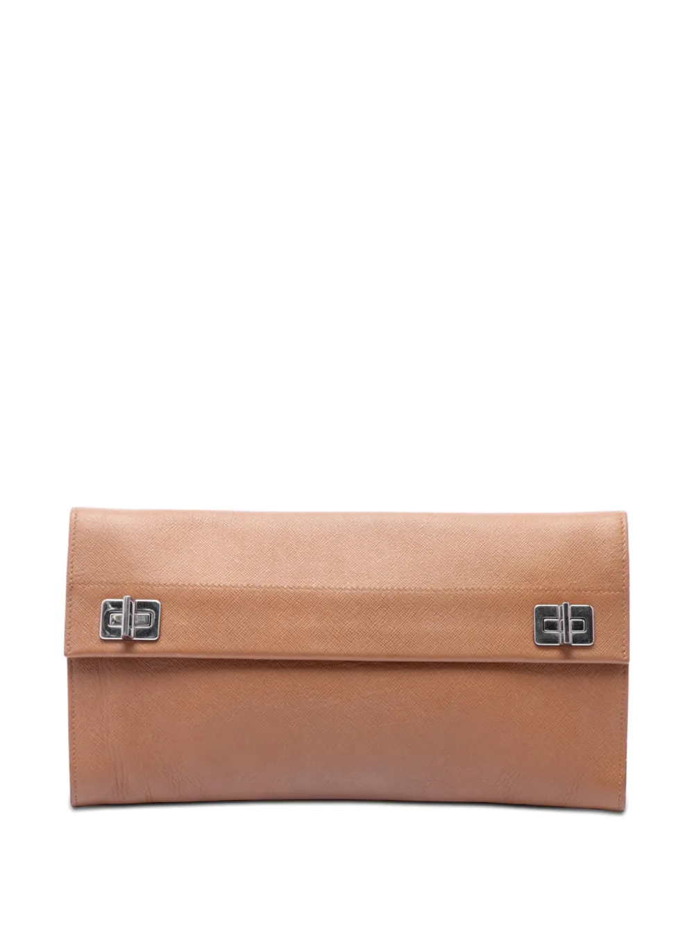 Prada Pre-Owned Clutch in pelle Saffiano con battente 2000-2026 - Marrone
