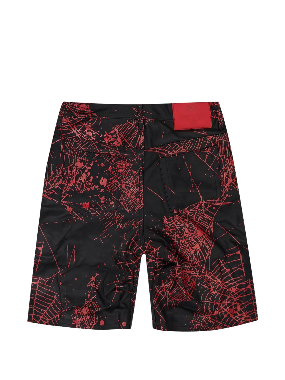 SP5DER Web V2 leren shorts Zwart