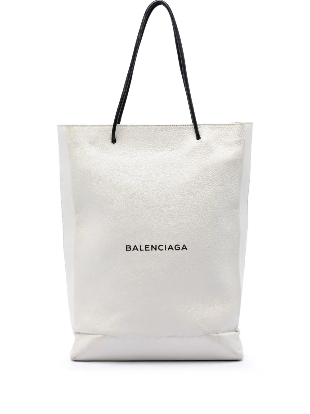 Balenciaga Pre-Owned Borsa tote North South grande in pelle di vitello con logo 2017 - Bianco