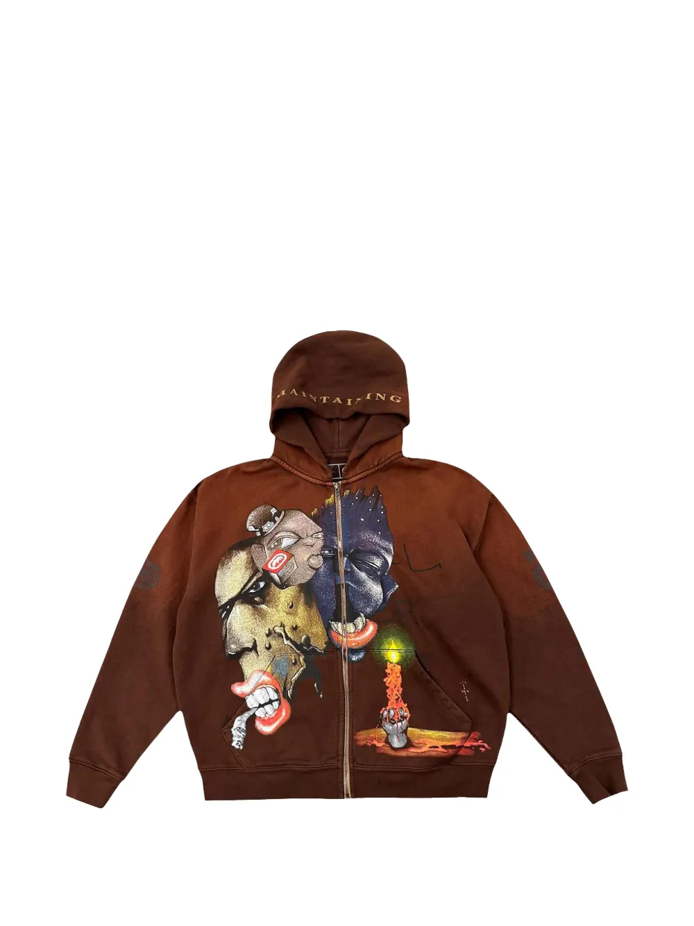 Travis Scott x Ecko Maintaining graphic-print zip-up hoodie - Marrone