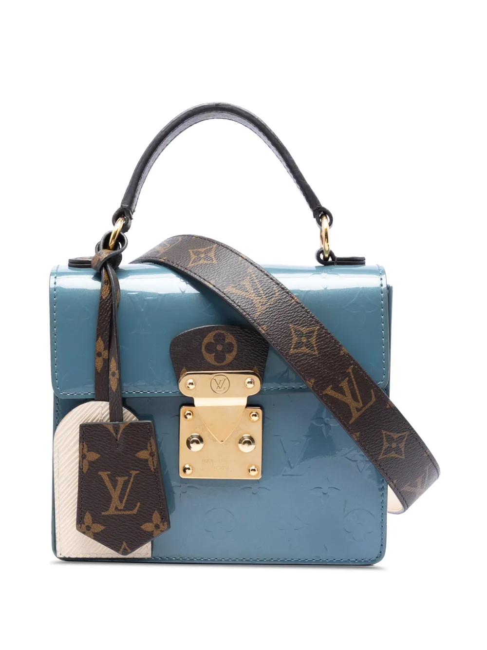 Louis Vuitton Pre-Owned Borsa a tracolla Spring Street in pelle Vernis con monogramma 2019 - Blu