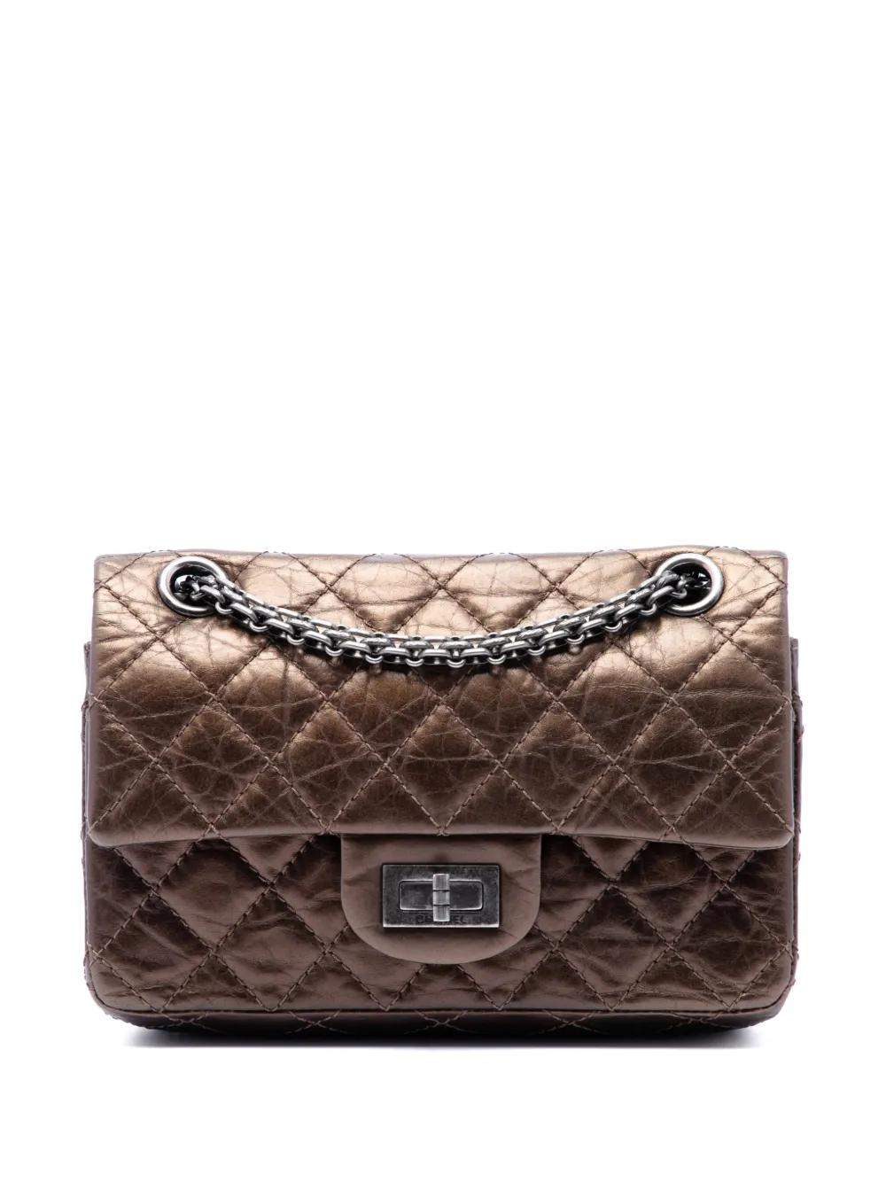 CHANEL Pre-Owned Borsa a spalla Reissue 2.55 Double Flap 224 in pelle di vitello 2010-2011 - Marrone