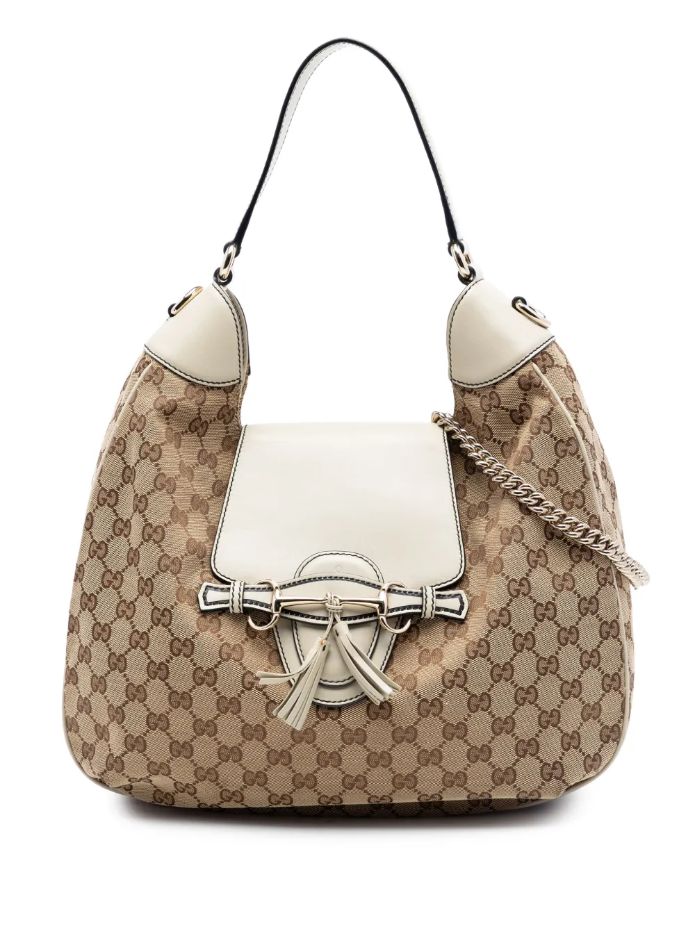 Gucci Pre-Owned Borsa a tracolla Emily Flap media in tela GG con battente 2016-2026 - Bianco