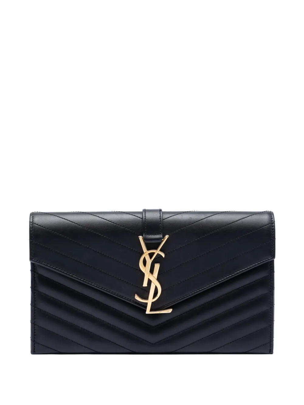 Saint Laurent Pre-Owned Clutch in pelle di agnello con monogramma 2014 - Nero