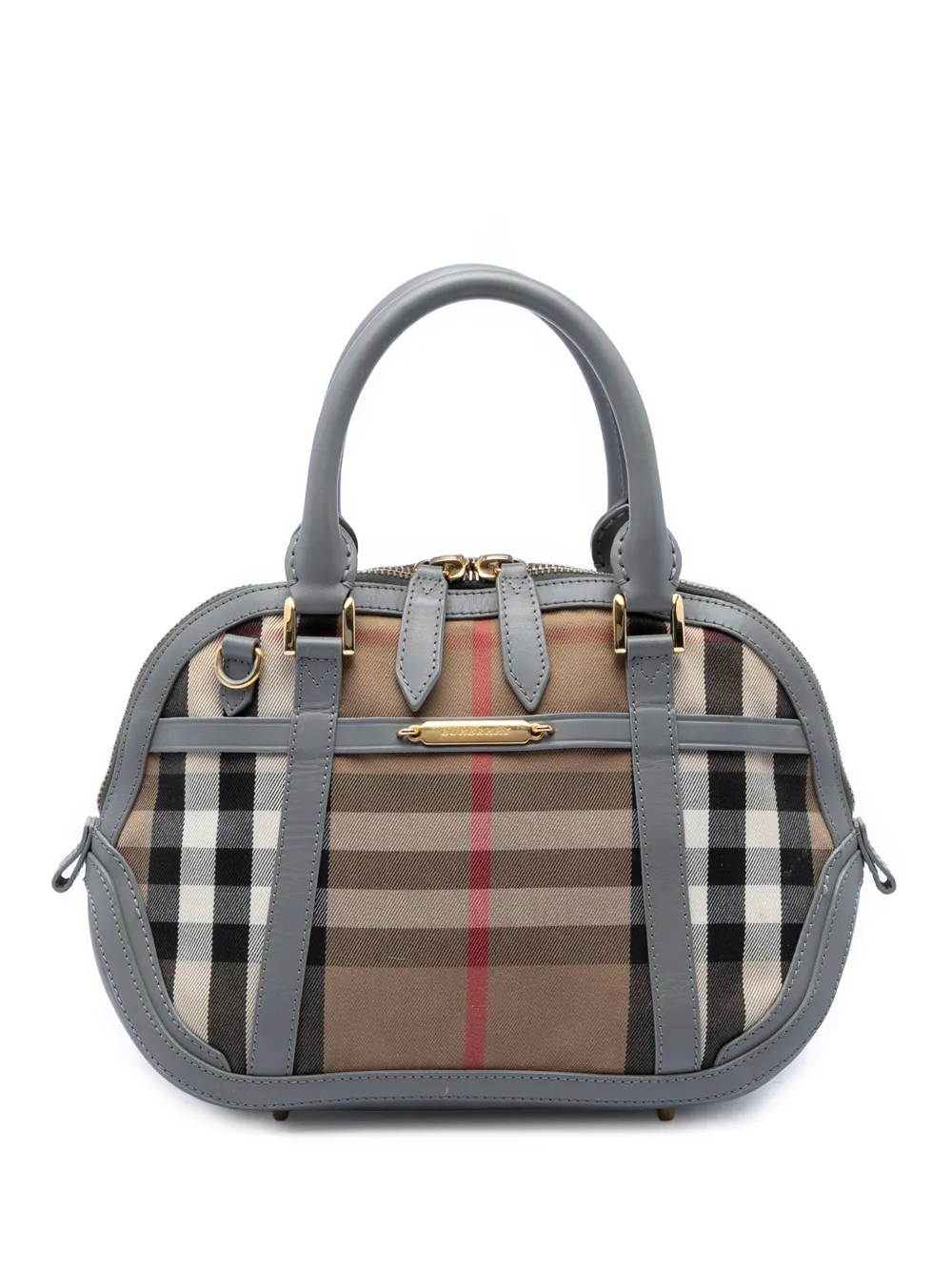 Burberry Pre-Owned 2000-2017 Small Leather Trimmed House Check Canvas Bridle Orchard satchel - Brown