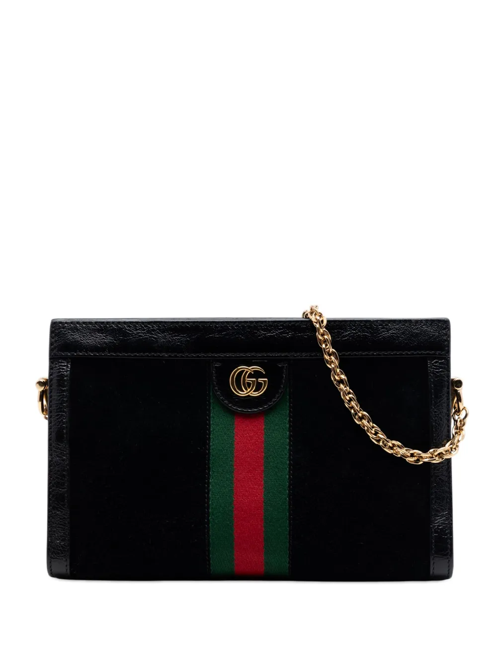 Gucci Pre-Owned Borsa a tracolla Ophidia piccola in pelle scamosciata 2016-2026 - Nero