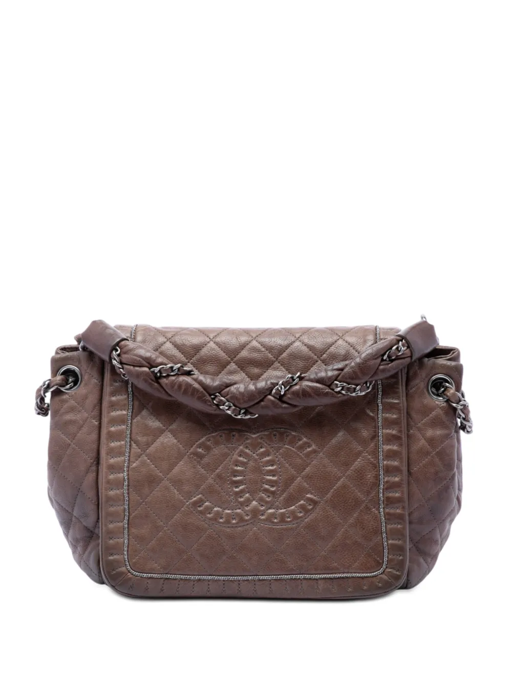 CHANEL Pre-Owned Borsa a spalla Istanbul Accordion piccola in pelle di vitello trapuntata con battente 2011 - Marrone