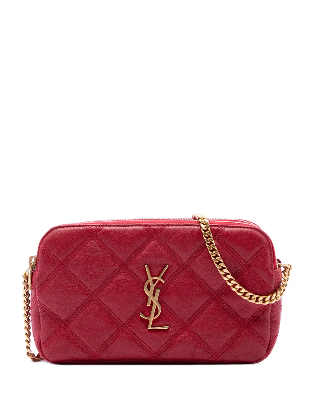 Saint Laurent Pre-Owned Borsa a tracolla Becky Double Zip mini in pelle di agnello trapuntata 2019 - Rosso