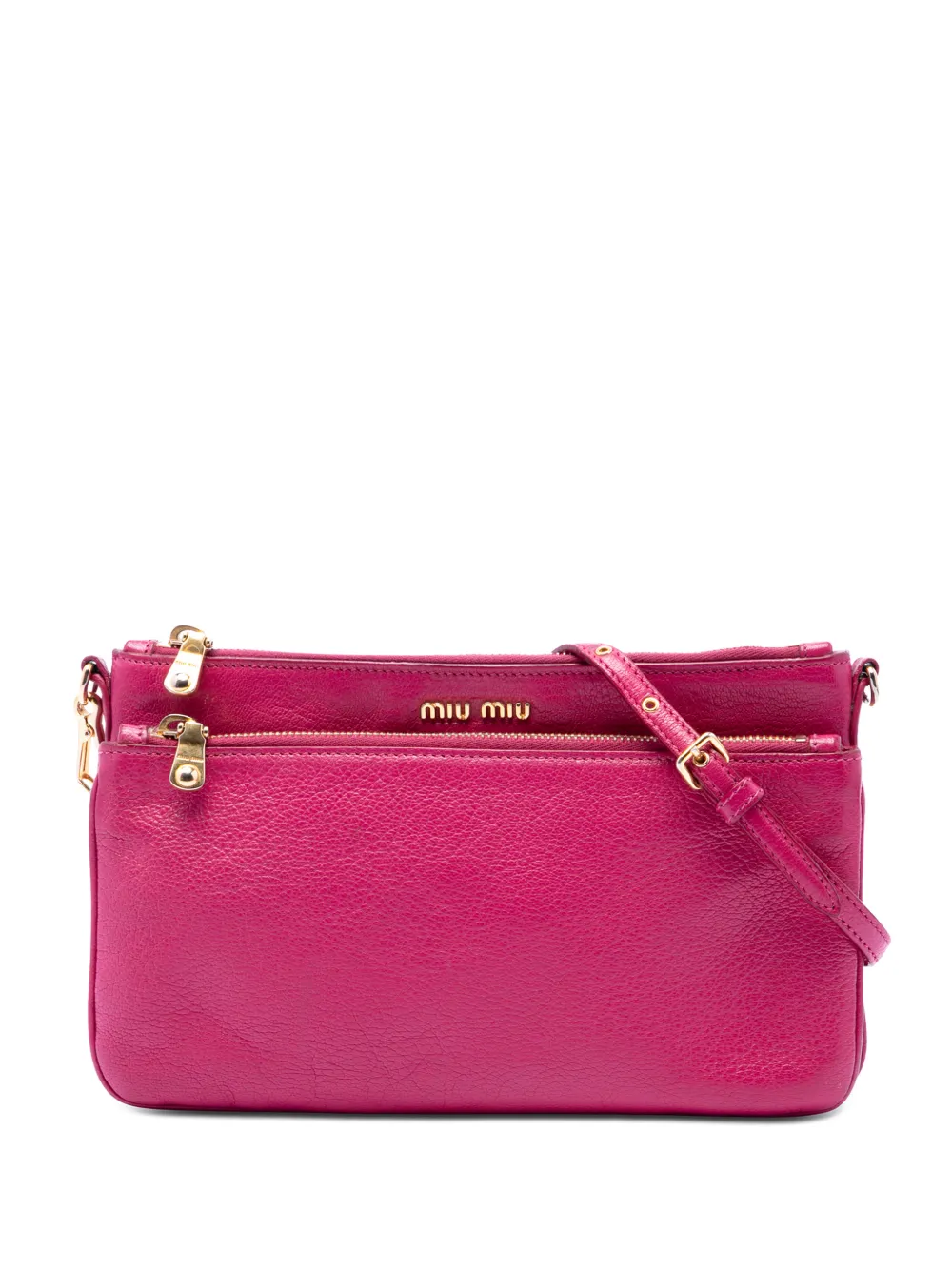 Miu Miu Pre-Owned Borsa a tracolla Madras in pelle di capra con doppia zip 2010-2026 - Rosa