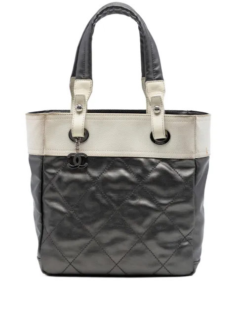 CHANEL Pre-Owned 2006-2008 Small Bicolor Quilted Coated Canvas Paris Biarritz tote bag