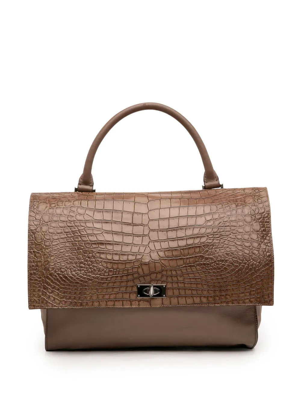 Givenchy Pre-Owned Borsa a tracolla Shark Lock media in pelle di vitello goffrata effetto coccodrillo 2014 - Marrone