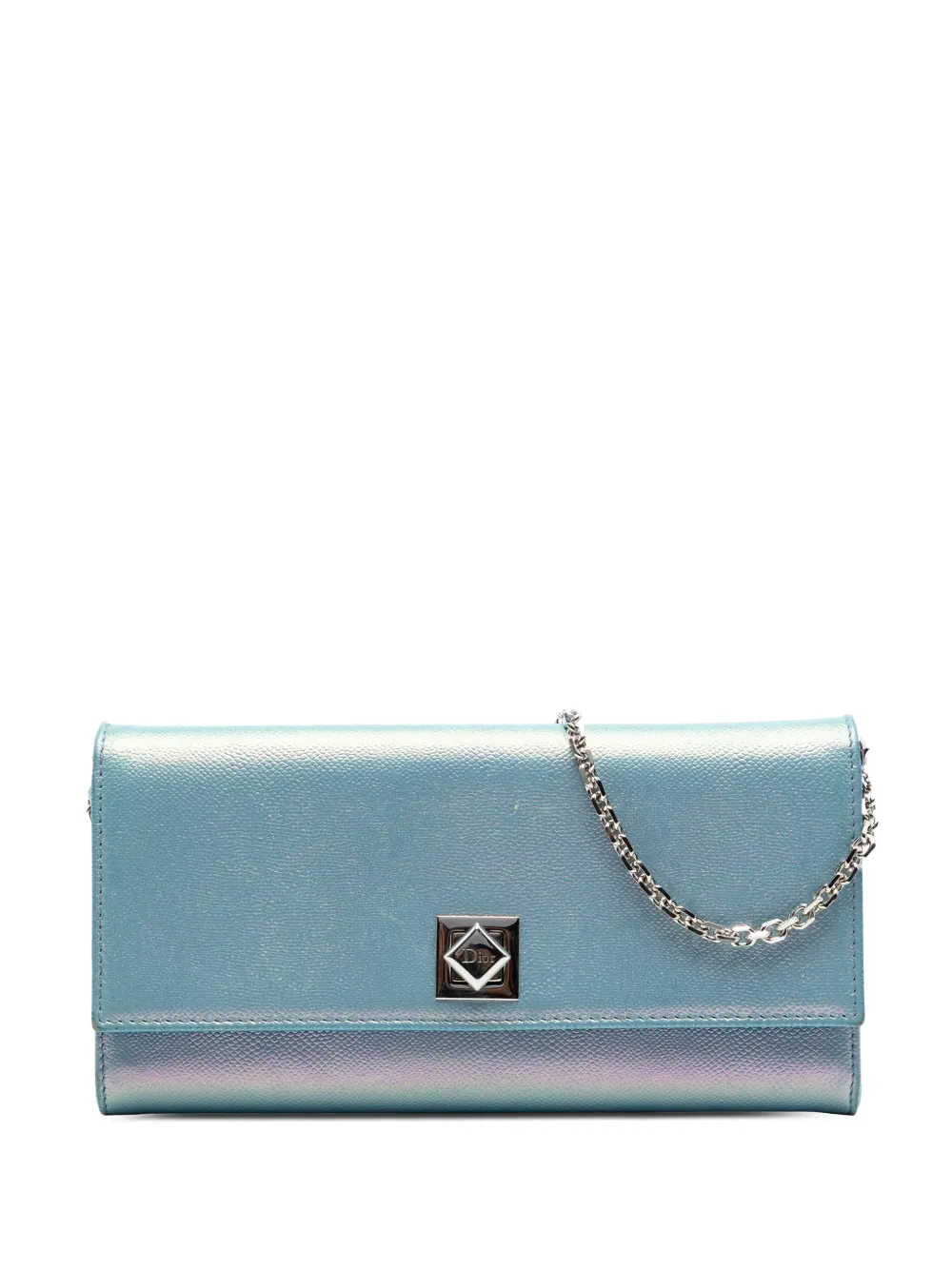 Christian Dior Pre-Owned 2016 Iridescent Calfskin Turn Me Wallet On Chain crossbody bag - Blue