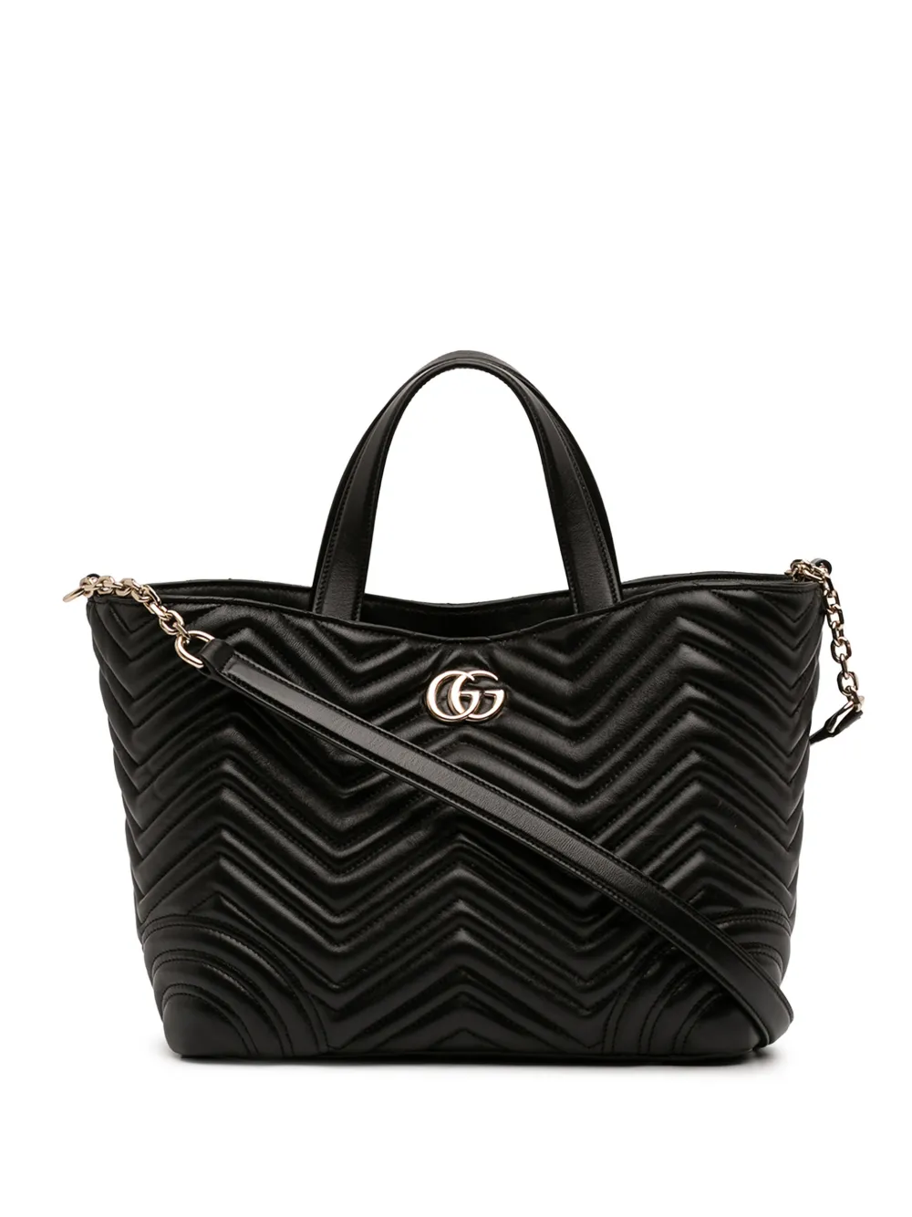 Gucci Pre-Owned Borsa a tracolla Betty GG Marmont media in pelle di vitello matelassé 2016-2026 - Nero
