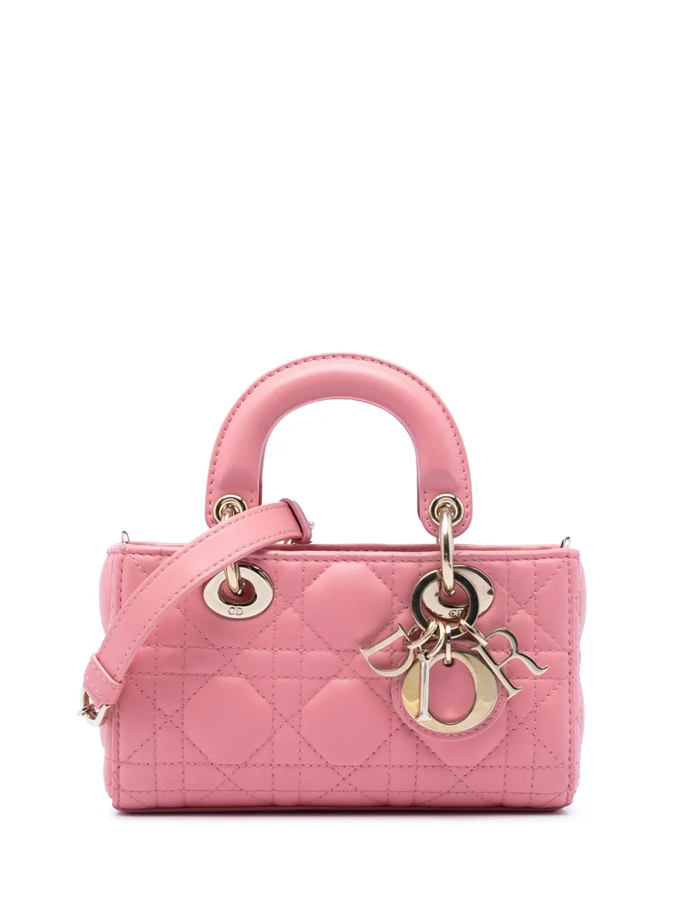 Christian Dior Pre-Owned Borsa a tracolla Lady D Joy micro in pelle di agnello con motivo Cannage 2023 - Rosa