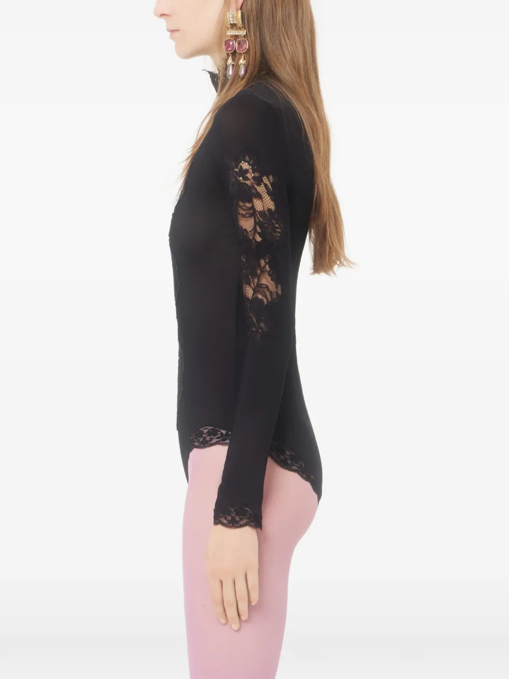 Valentino Garavani Jersey body met kant Zwart