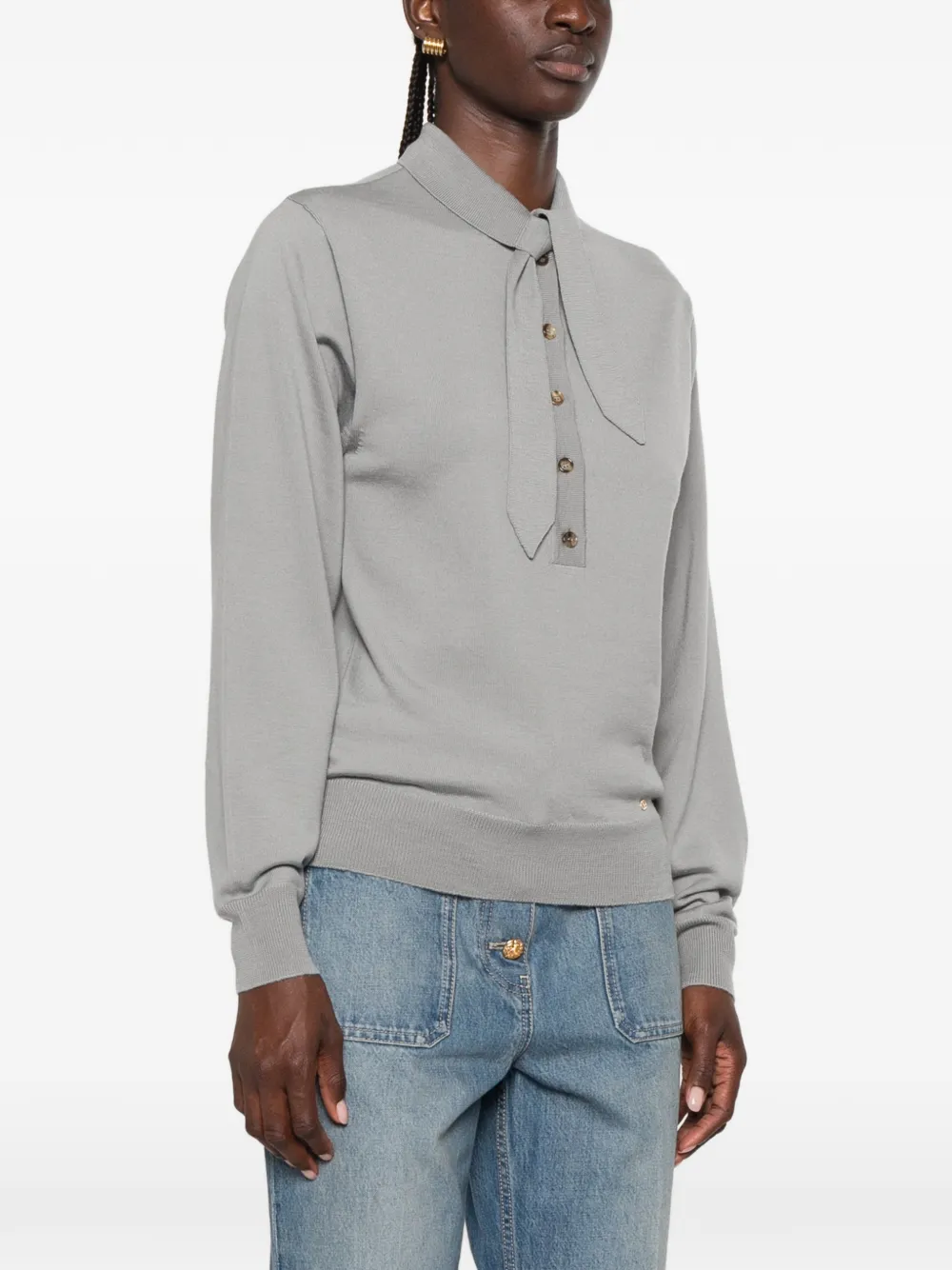 Valentino Garavani Button-up poloshirt met gestrikte hals Grijs