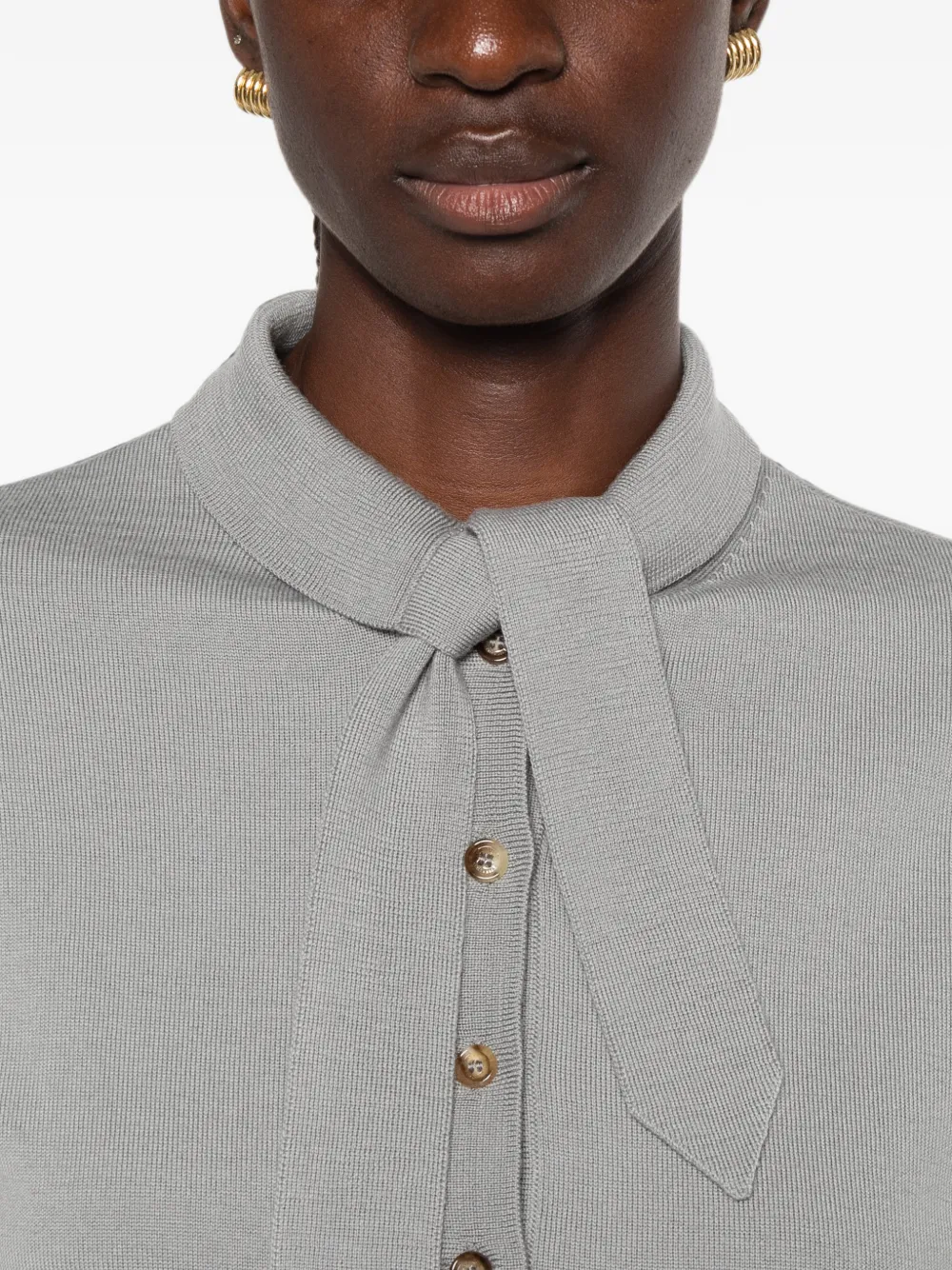 Valentino Garavani Button-up poloshirt met gestrikte hals Grijs