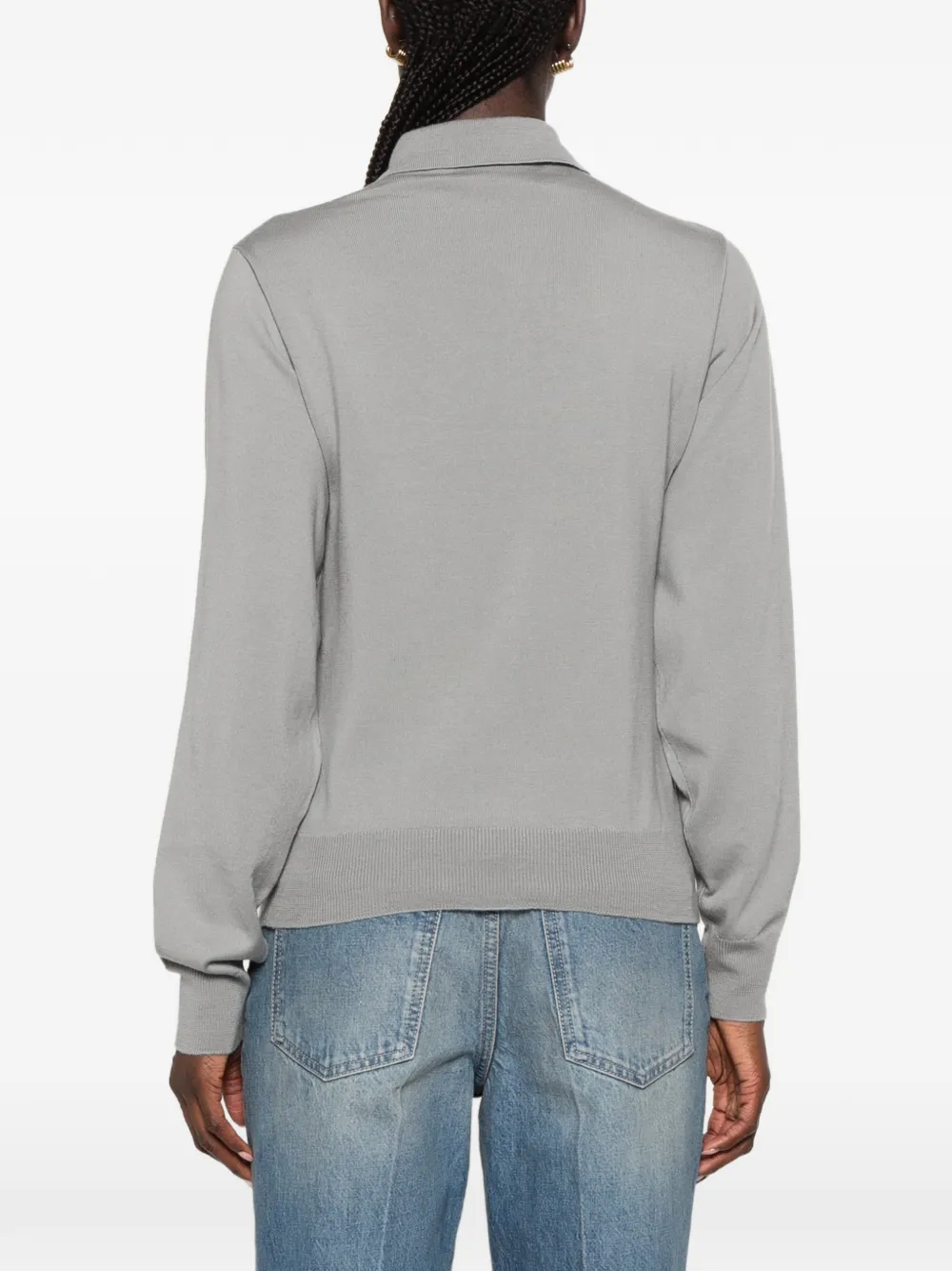 Valentino Garavani Button-up poloshirt met gestrikte hals Grijs