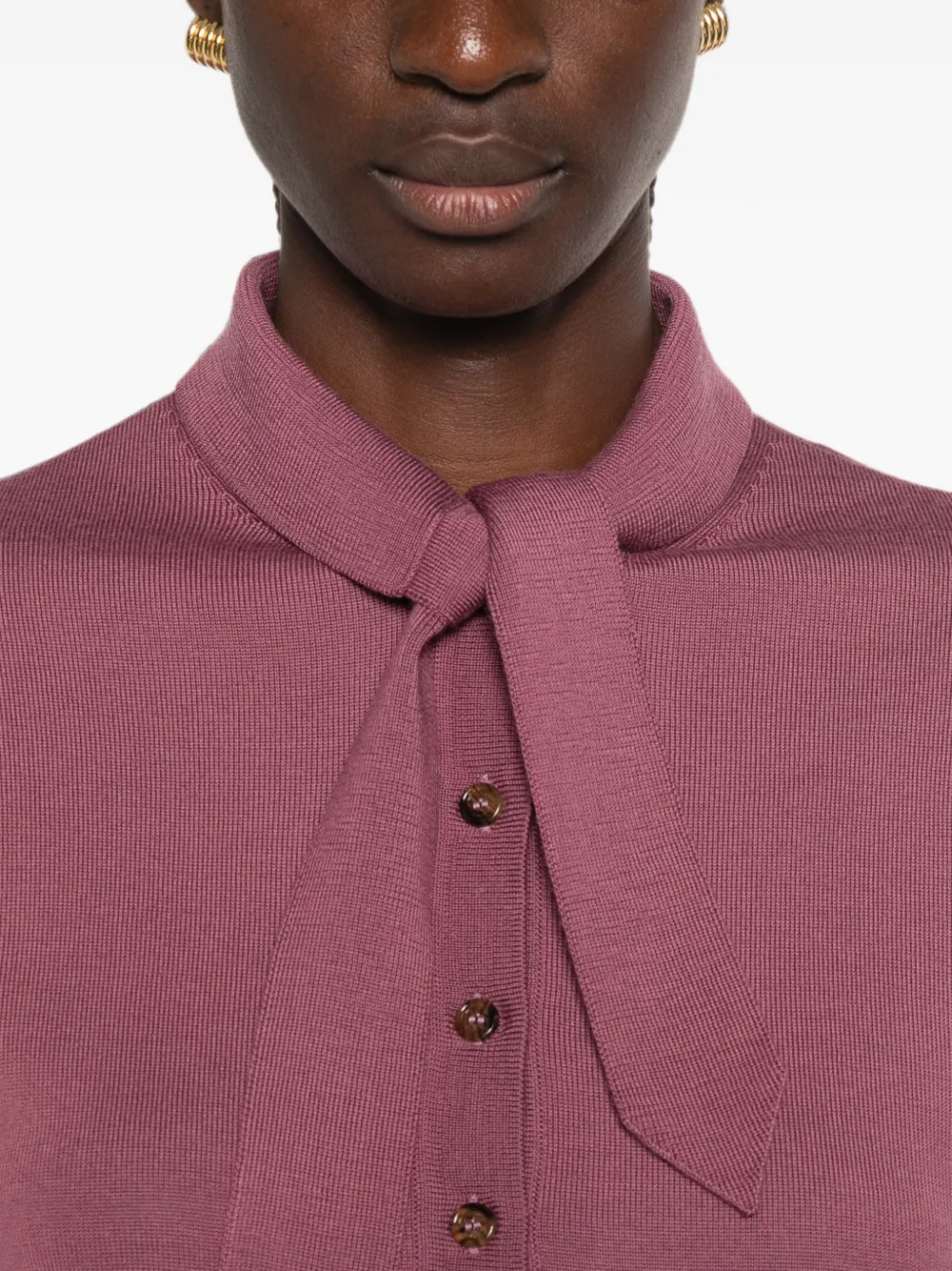 Valentino Garavani Button-up poloshirt met gestrikte hals Paars