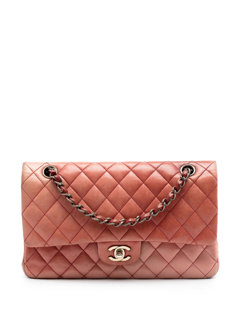 CHANEL Pre-Owned Borsa a spalla Classica media in pelle di agnello con doppio battente 2009-2010 - Arancione