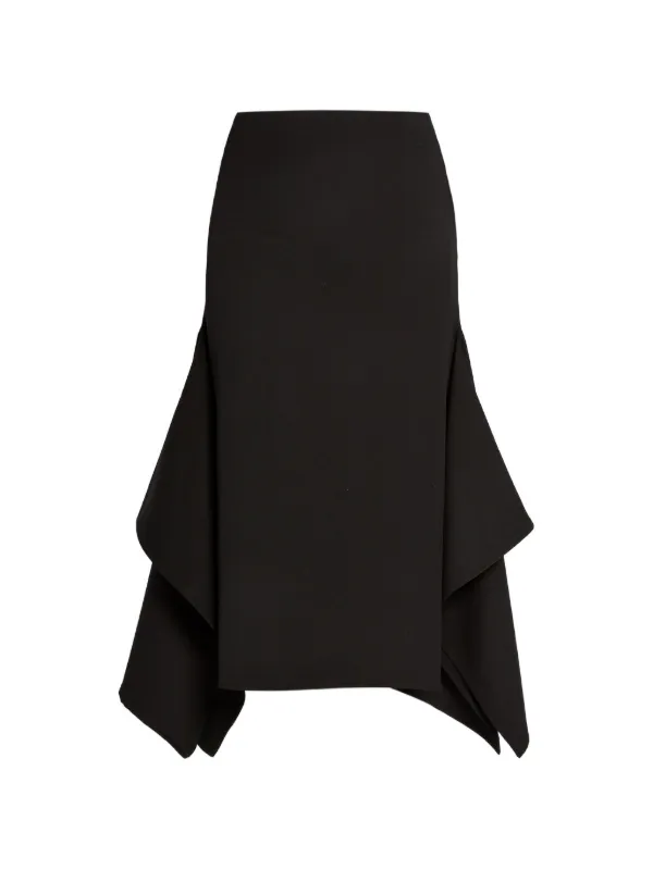 Erdem Side-draped Woo Midi Skirt in Black