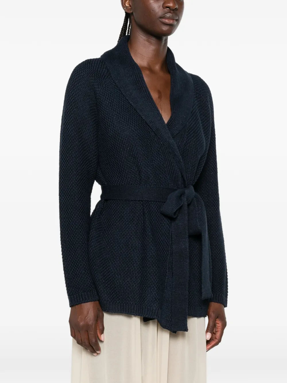 'S Max Mara Vest met sjaalkraag en ceintuur Blauw