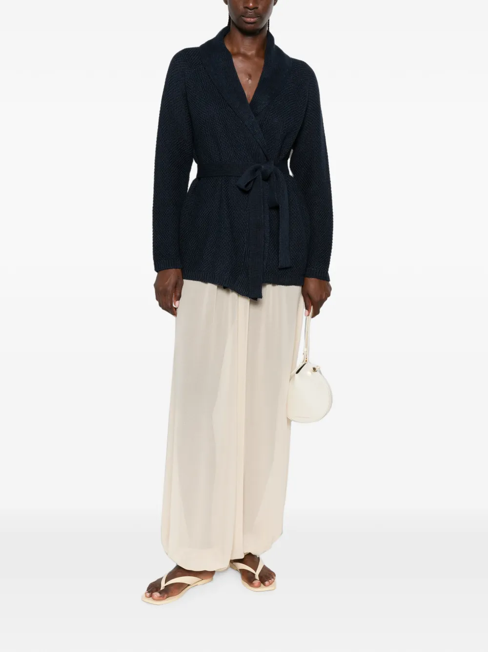'S Max Mara Vest met sjaalkraag en ceintuur Blauw