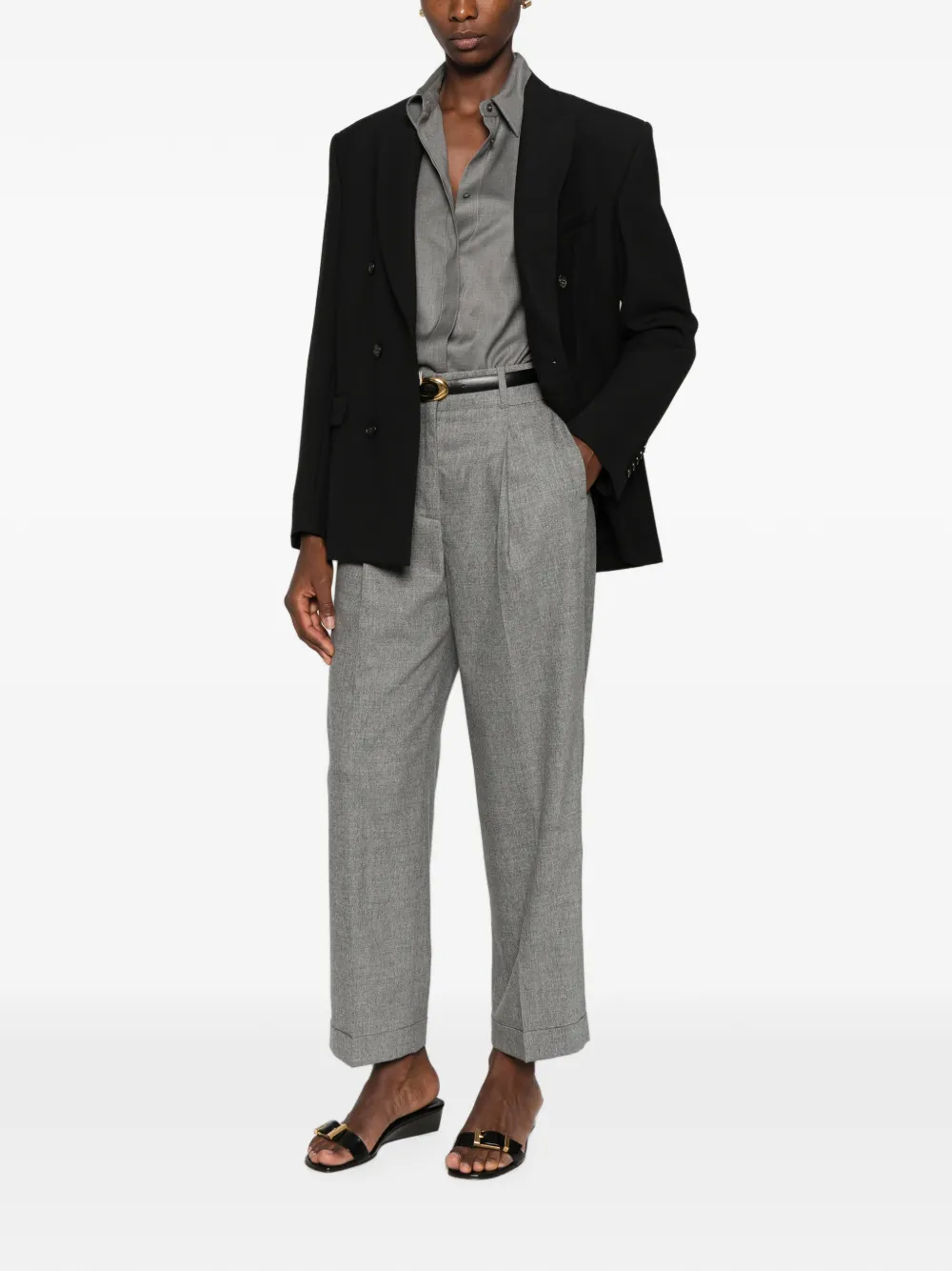 Peserico Straight broek met plooien Grijs
