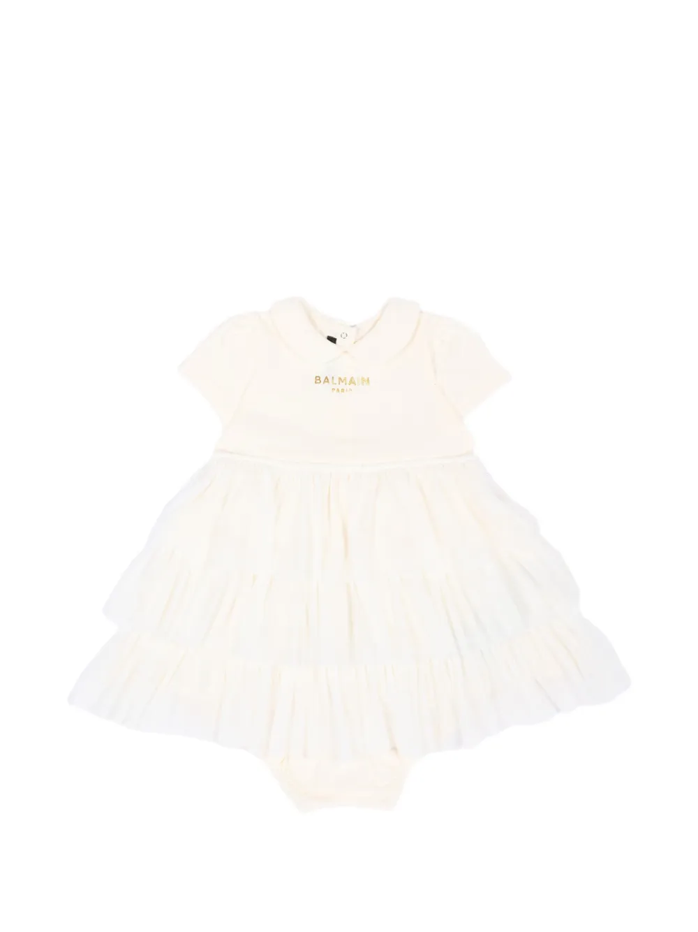 Balmain Kids logo-print tiered dress set - Weiß