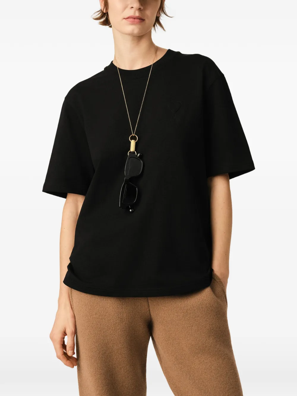 AMI Paris T-shirt met logo Zwart