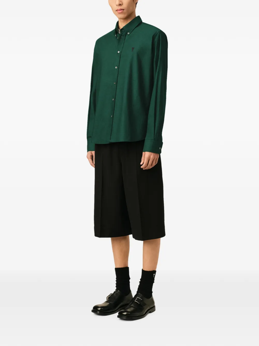 AMI Paris Katoenen overhemd met Ami de Coeur Groen